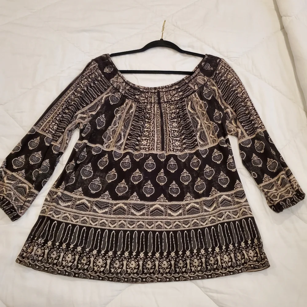 Lucky Brand 3/4 sleeve top - Picture 1 of 4